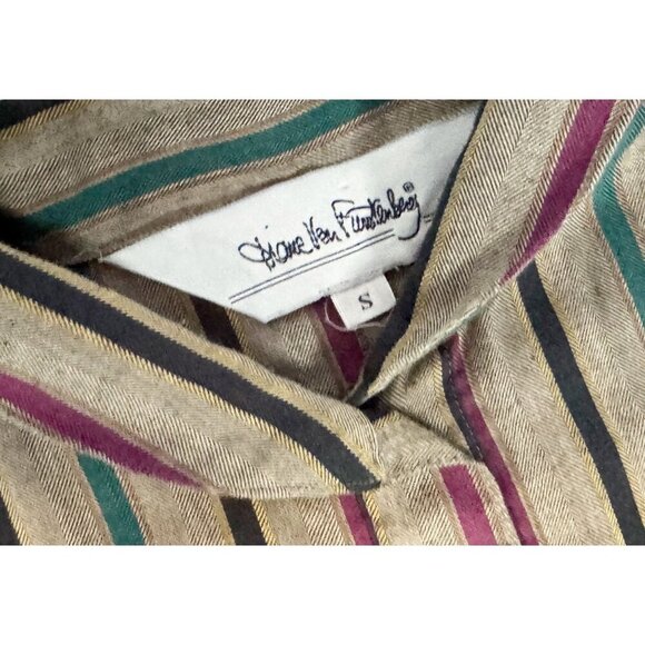Vintage Diane von Furstenberg DVF Striped Shirt Dress Tunic 80s / 90s Size S - Picture 7 of 8